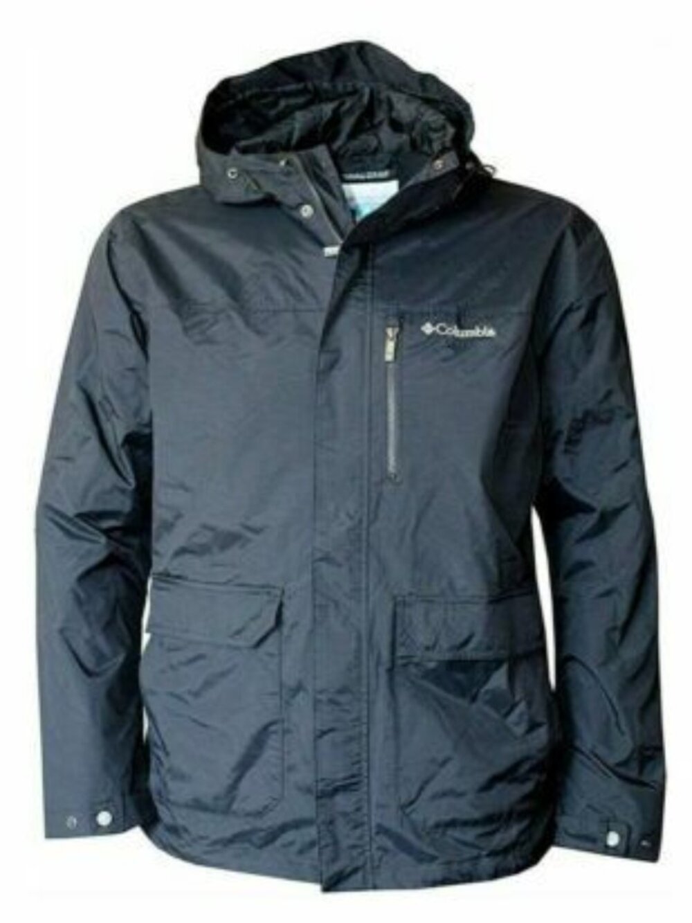 Columbia Omni-Tech Rain Jacket Mens S Gray Hooded Waterproof Shell Mesh Lined